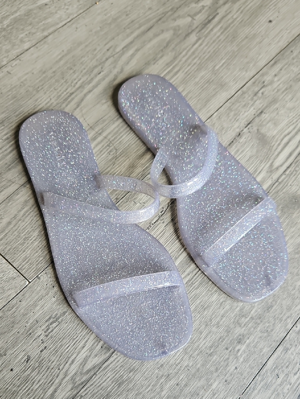 4/$20 Old Navy Glitter Jelly Slide Sandals – Iridescent Sparkle – Women's Size 8